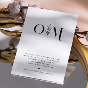 Schwarz-Weiß elegante, blumengeschmückte Hochzeit Einladung