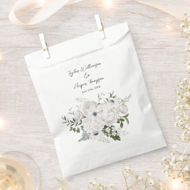 Schwarz-Weiß Elegante Blumenstrauß Modern Geschenktütchen (Ausgeschnitten)