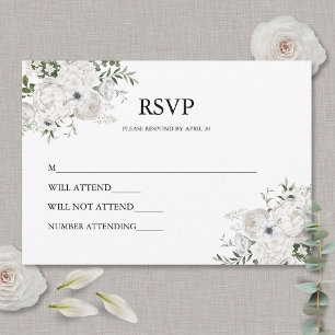 Schwarz-Weiß Elegante Blumenstrauß Modern RSVP Karte