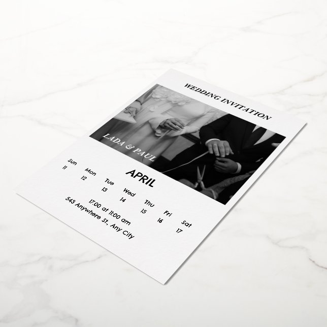 Schwarz-Weiß-Elegante Einladung zur Hochzeit (Gedreht)