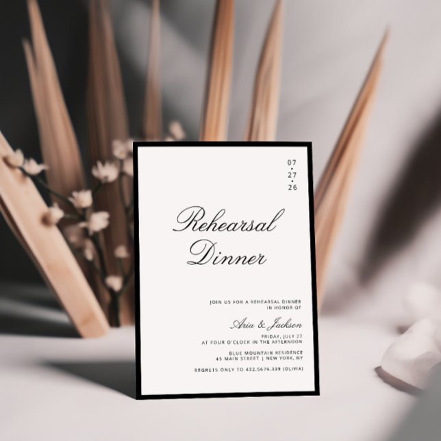 Schwarz-Weiß-Elegante Kalligraphie-Probe Abendesse Einladung (Von Creator hochgeladen)