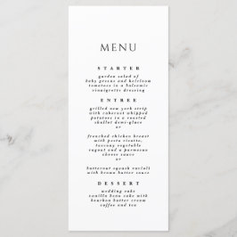 Schwarz & Weiß Elegante Moderne Abendessen Hochzei Menükarte