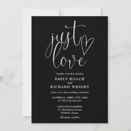 Schwarz-Weiß-Elegante nur Liebe-Script-Hochzeit Einladung