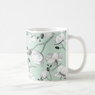 Schwarz & Weiß elegante Orchideen florale moderne  Kaffeetasse