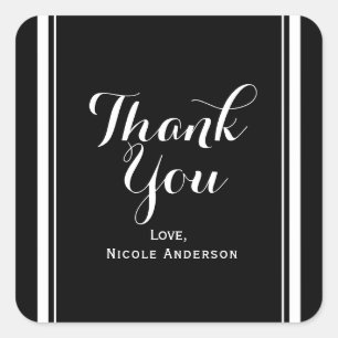 Schwarz & Weiß Elegante schicke Couture Gastgesche Quadratischer Aufkleber