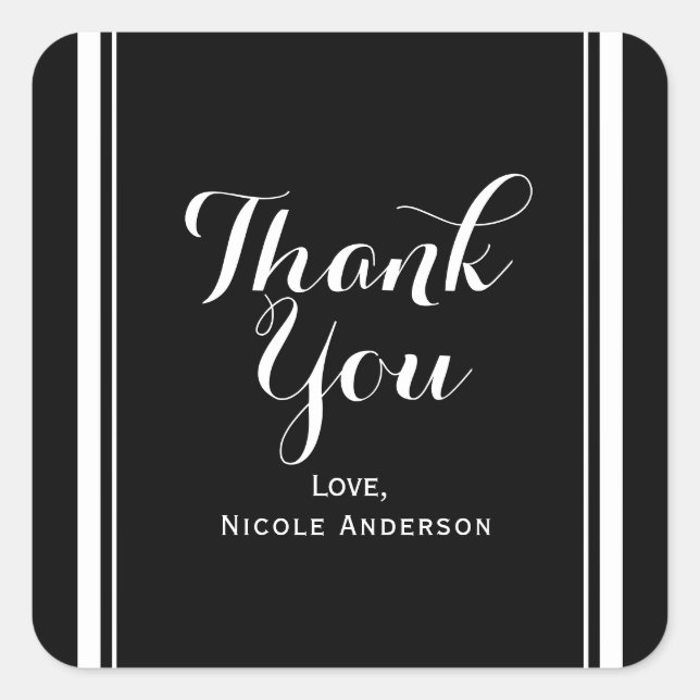 Schwarz & Weiß Elegante schicke Couture Gastgesche Quadratischer Aufkleber (Vorderseite)