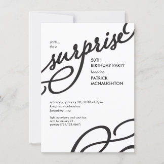 Schwarz-Weiß-Elegante Überraschung Geburtstagspart Einladung