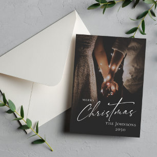 Schwarz-Weiß-Elegante Weihnachtskarte Einladung