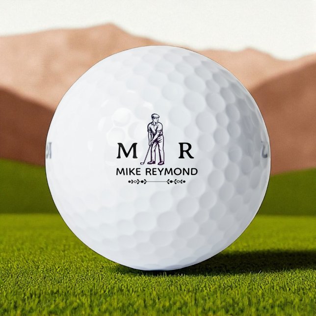 Schwarz-Weiß-Eleganter Golfer  Golfball (Von Creator hochgeladen)