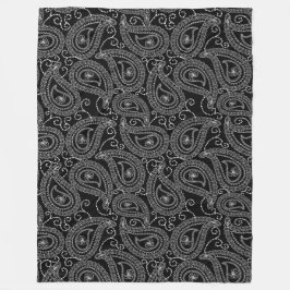 Schwarz-Weiß-elegantes Damask-Muster Fleecedecke