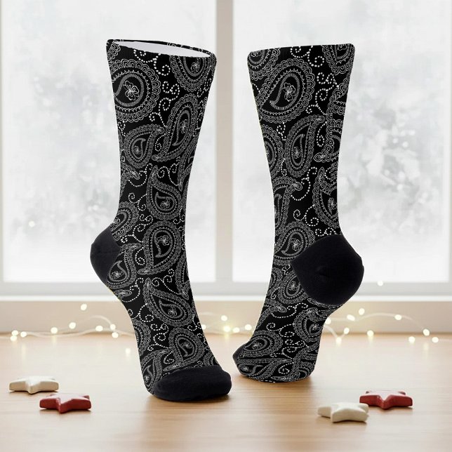 Schwarz-Weiß-elegantes Damask-Muster Socken (Von Creator hochgeladen)
