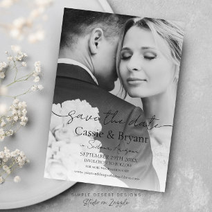 Schwarz-Weiß-Elegantes Foto Save the Date
