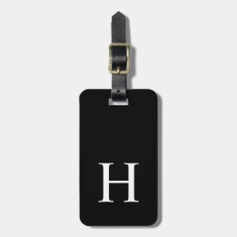 Schwarz-Weiß Elegantes Modernes Monogramm Gepäckanhänger