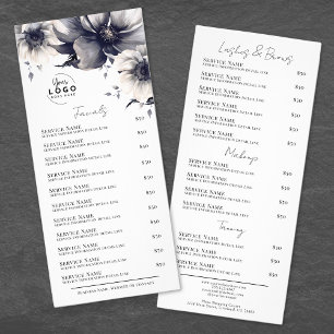 Schwarz Weiß Elegantes Spa-Leistungsmenü Rack Card Werbekarte