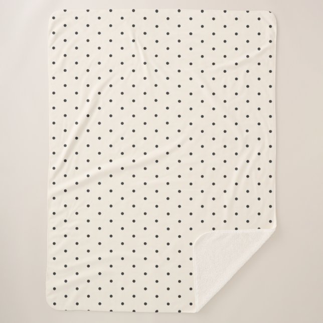 Schwarz-Weiß-Elfenbein-Polka-Punkt-Muster Retro  Sherpadecke (Vorderseite)