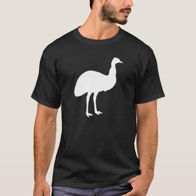 Schwarz-Weiß-Emu-Silhouette T-Shirt (Vorderseite)