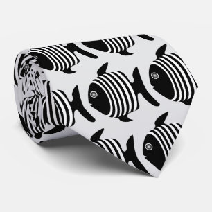 Schwarz-Weiß-Engelfisch-Design Krawatte