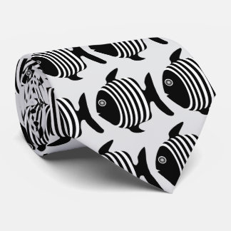 Schwarz-Weiß-Engelfisch-Design Krawatte