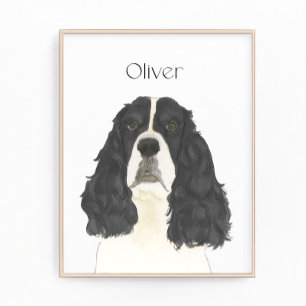 Schwarz-Weiß-Englisch Springer Spanisch Art Fotodruck