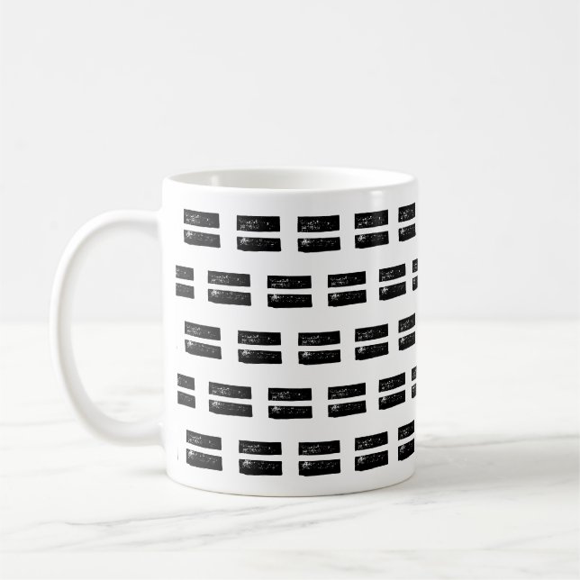 Schwarz-Weiß "Equals" Math Symbol Lino Cut Kaffeetasse (Links)