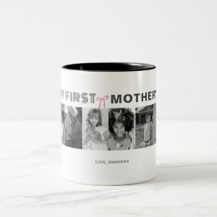 Schwarz-Weiß-Erster Muttertag FotoCollage Zweifarbige Tasse