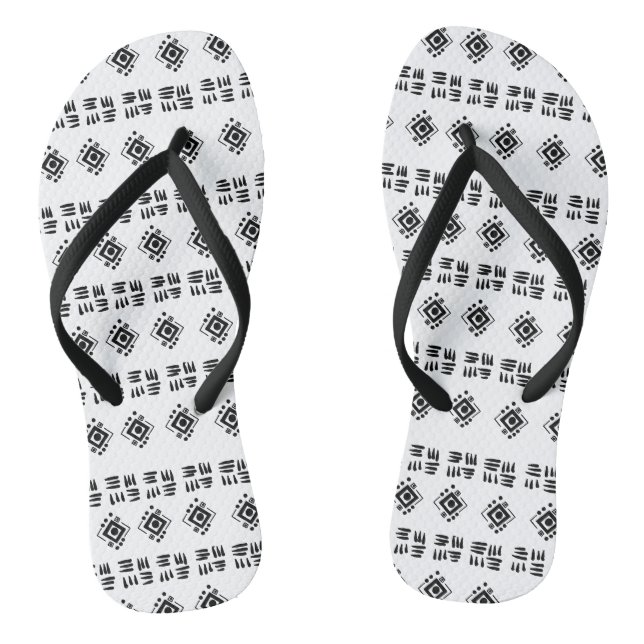 Schwarz-Weiß-Ethno-Marken Flip Flops (Fußbett)