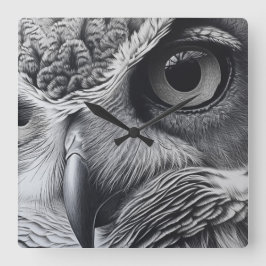 Schwarz-Weiß-Eule-Gesicht Quadratische Wanduhr