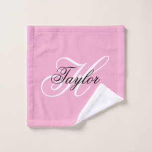 Schwarz-Weiß-Extravagant-Monogramm-Rosa Waschlappen
