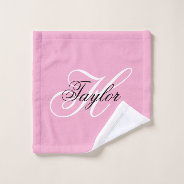 Schwarz-Weiß-Extravagant-Monogramm-Rosa Waschlappen (Waschlappen)