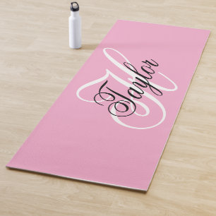 Schwarz-Weiß-Extravagant-Monogramm-Rosa Yogamatte