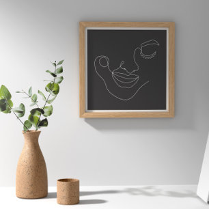 Schwarz-Weiß-Face Line Poster