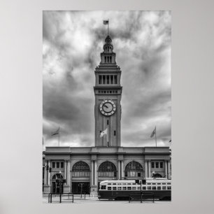Schwarz-Weiß-Fähre-Gebäude San Francisco Poster