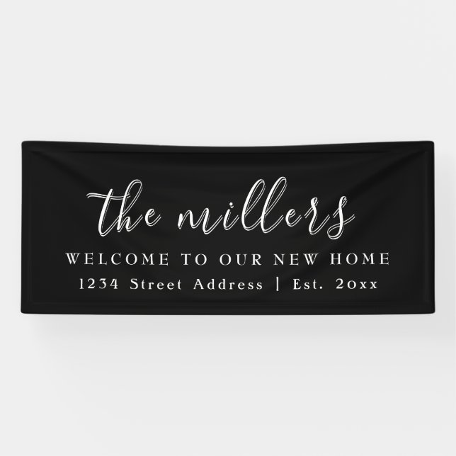 Schwarz-Weiß-Familie Willkommen | Party für die Ha Banner (Horizontal)