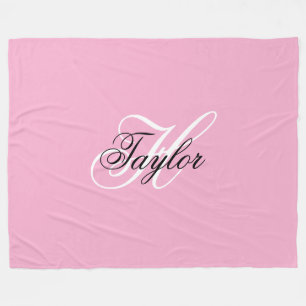 Schwarz-Weiß-Fancy-Monogramm Rosa Fleecedecke
