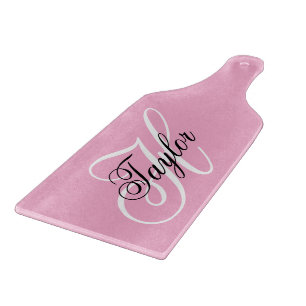 Schwarz-Weiß-Fancy-Monogramm Rosa Schneidebrett