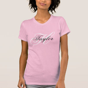 Schwarz-Weiß-Fancy-Monogramm Rosa T-Shirt