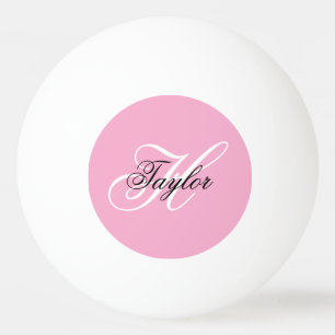 Schwarz-Weiß-Fancy-Monogramm Rosa Tischtennisball