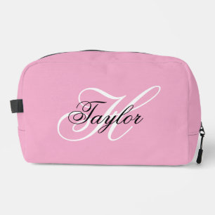 Schwarz-Weiß-Fancy-Monogramm Rosa Waschbeutel
