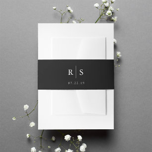 Schwarz-Weiß-Farbmonogramm-Hochzeit Einladungsbanderole