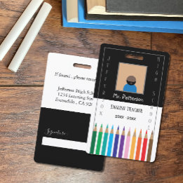 Schwarz-Weiß-Farbstifte Lehrer-ID-Abzeichen Ausweis