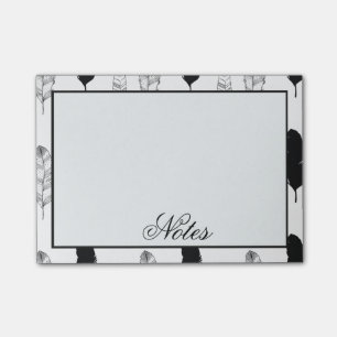 Schwarz-Weiß-Federn Post-it Klebezettel