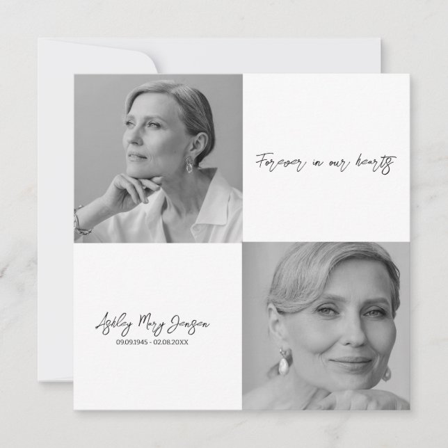 Schwarz-Weiß-Feier zur Beerdigung des Fotos des Le Einladung (Vorderseite)