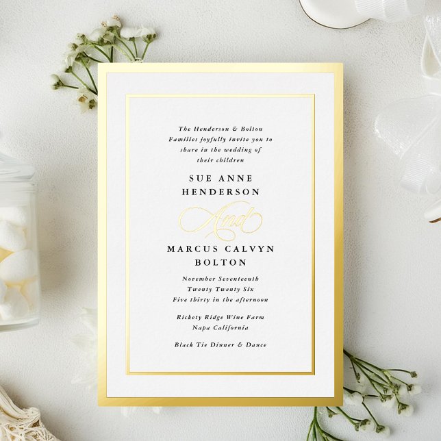 Schwarz-Weiß-Feierliche Hochzeit mit moderner Kall Folieneinladung (Von Creator hochgeladen)