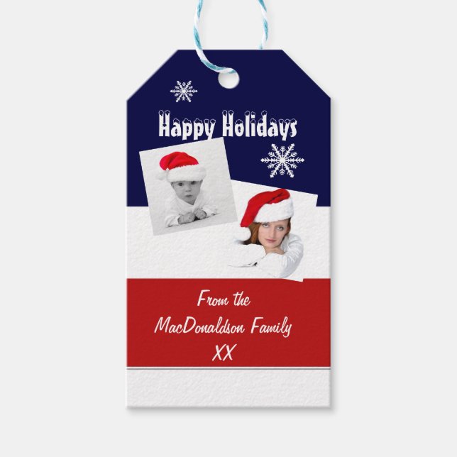 Schwarz-Weiß-Feiertage Foto Collage Geschenkanhänger (Vorderseite)