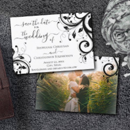 Schwarz-Weiß-Festivals Save the Date Rücken Foto Einladung