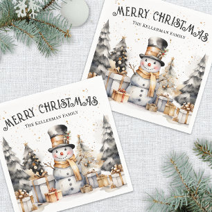 Schwarz Weiß Festlich Winter Weihnachten Serviette