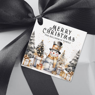 Schwarz-weiß Festlicher Winter Frohe Weihnachten Geschenkanhänger