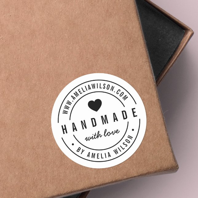 Schwarz-Weiß-Fett mit Liebe Herz Runder Aufkleber (Von Creator hochgeladen)