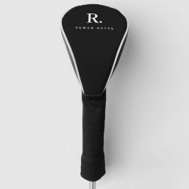 Schwarz Weiß Fette Punkt-Monogramm Moderne Minimal Golf Headcover