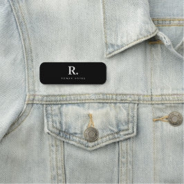 Schwarz Weiß Fette Punkt-Monogramm Moderne Minimal Namensschild